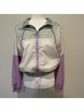 90s Style Retro Color Block Windbreaker Jacket Size Small